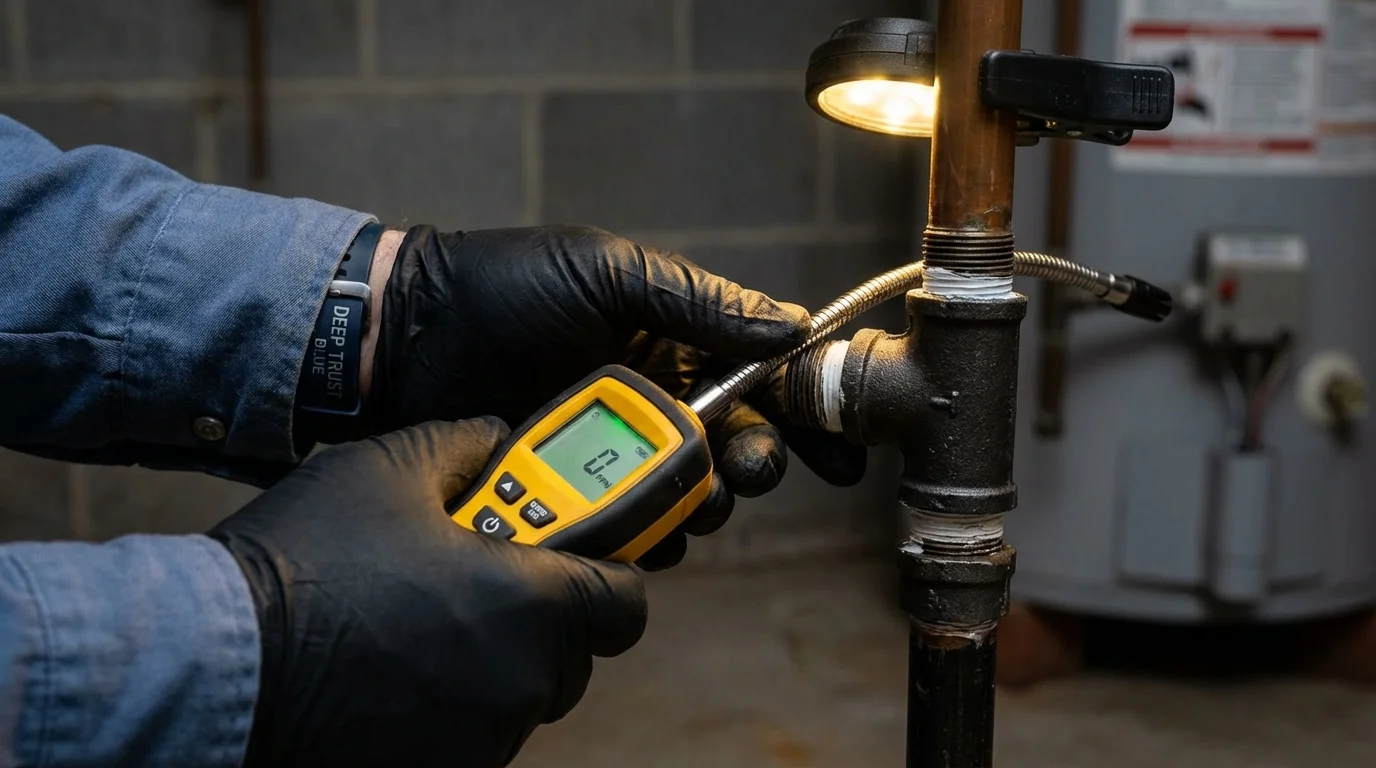 Gas leak detection with electronic sniffer by Johns Plumbing LLC in Hampstead