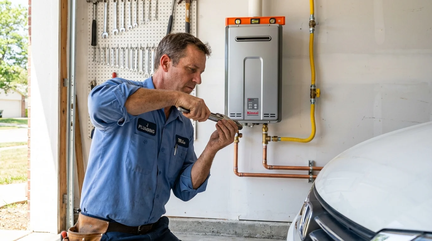 Tankless water heater installation by a Johns Plumbing LLC plumber in Hampstead